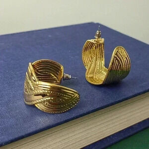 Gold-toned half circle earrings huge size